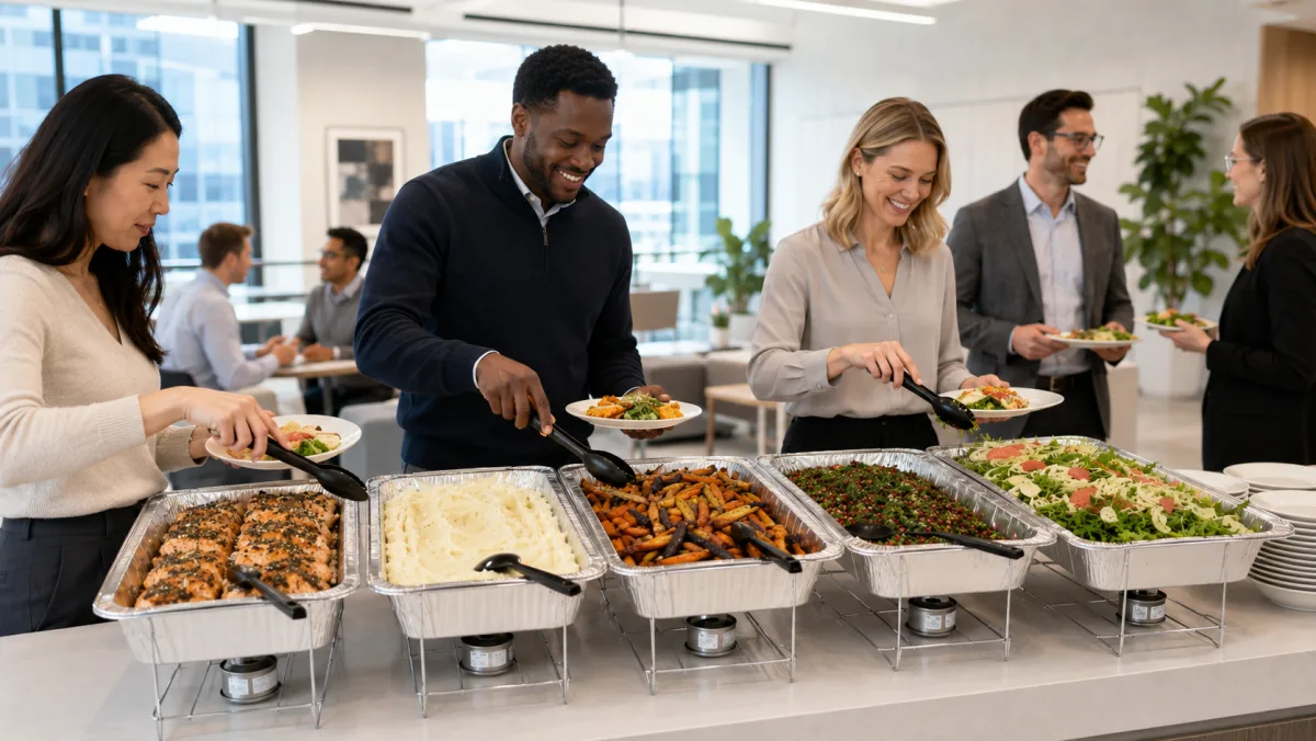 MHP team setting up fresh meals for a workplace food call